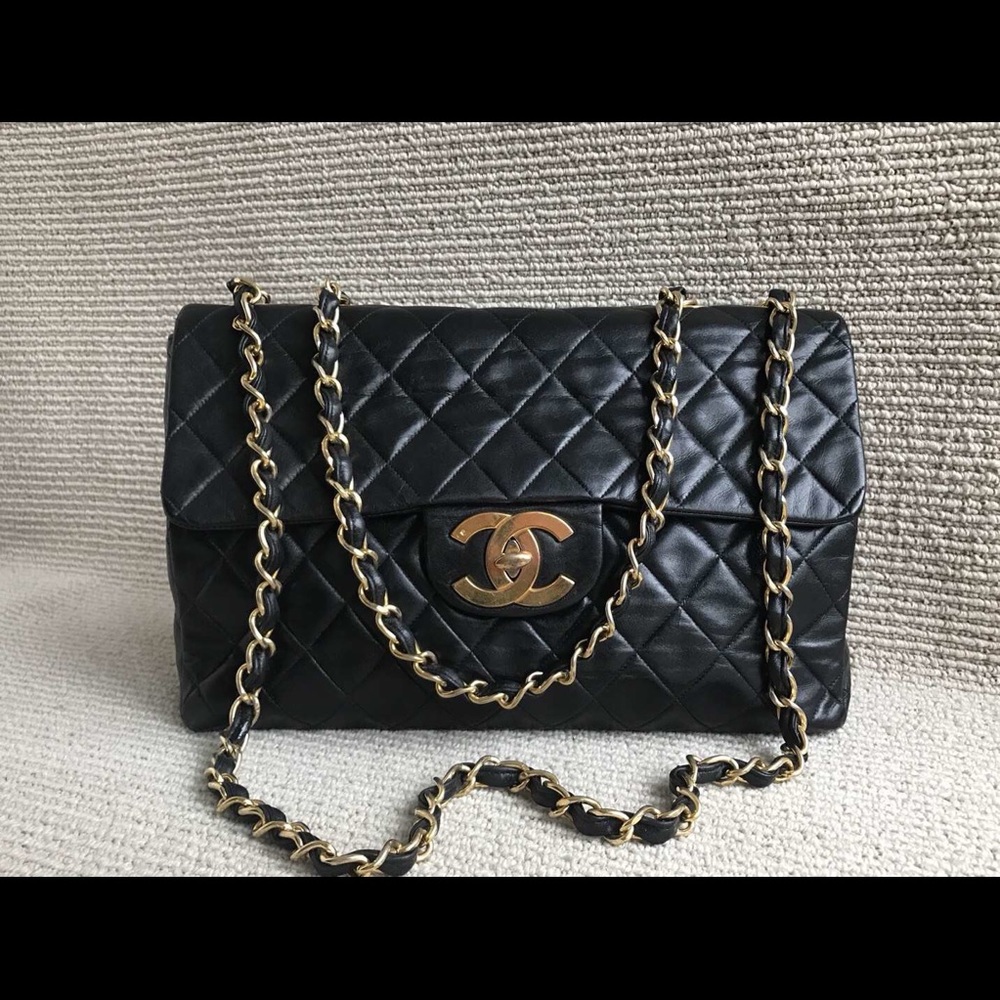 Authentic Chanel maxi lambskin classic flap bag